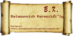 Balassovich Keresztély névjegykártya